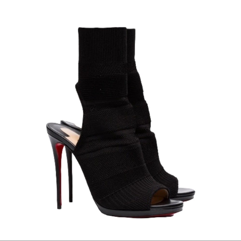 Christian Louboutin Boots Cheminene 120 cutout stretch-knit sock boots Black